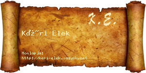 Kéri Elek névjegykártya